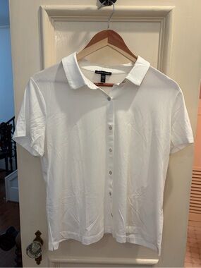 Eileen Fisher White Collared Button Shirt